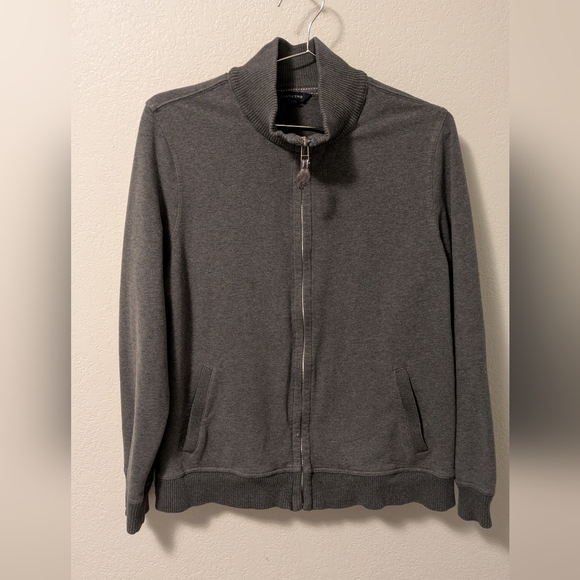 Lands' End Jackets & Blazers - Lands' End Gray Zip Up Sweater with Standing Collar